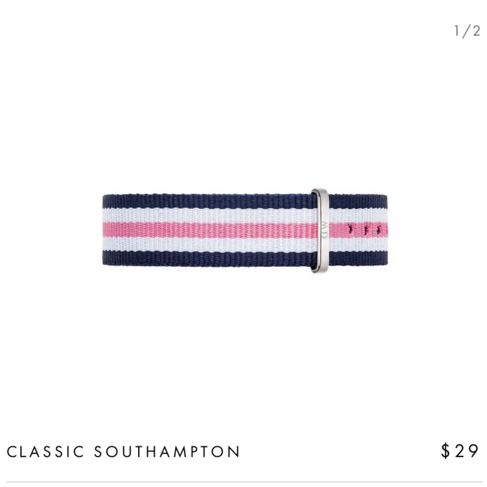 Pink White & Navy Daniel Wellington Watch Strap